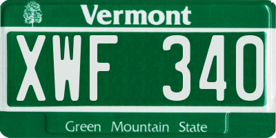 VT license plate XWF340