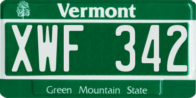 VT license plate XWF342