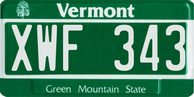 VT license plate XWF343