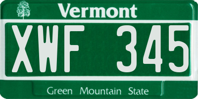 VT license plate XWF345