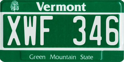 VT license plate XWF346