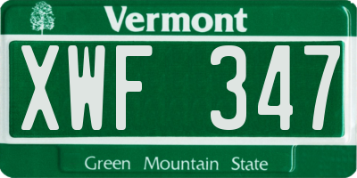 VT license plate XWF347