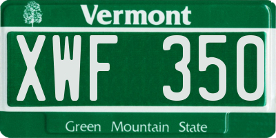 VT license plate XWF350