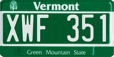 VT license plate XWF351