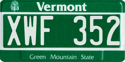 VT license plate XWF352