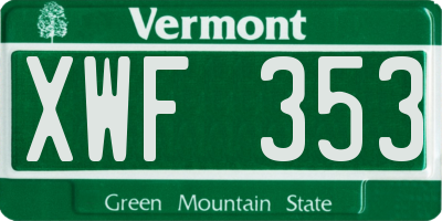 VT license plate XWF353