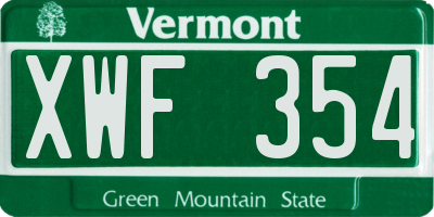VT license plate XWF354