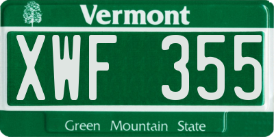VT license plate XWF355