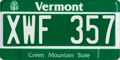 VT license plate XWF357