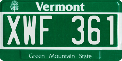 VT license plate XWF361