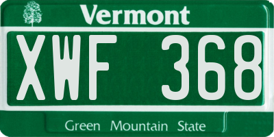 VT license plate XWF368
