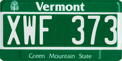 VT license plate XWF373