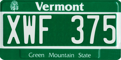 VT license plate XWF375