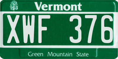 VT license plate XWF376