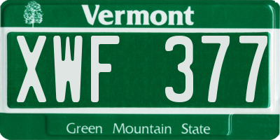 VT license plate XWF377