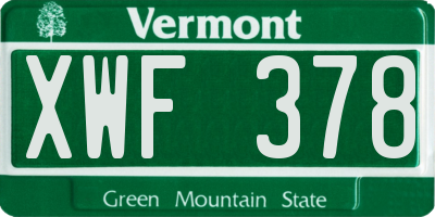 VT license plate XWF378