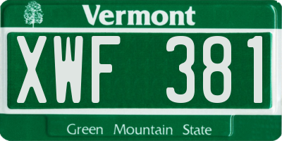 VT license plate XWF381