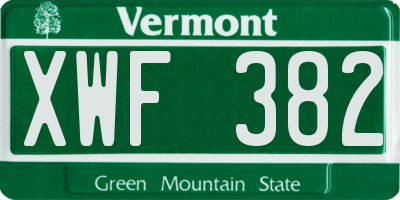 VT license plate XWF382