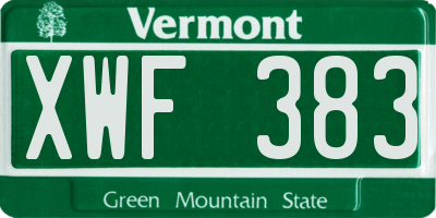VT license plate XWF383