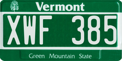 VT license plate XWF385