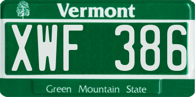 VT license plate XWF386