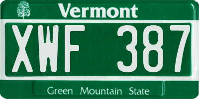 VT license plate XWF387