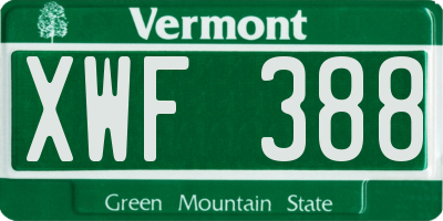 VT license plate XWF388