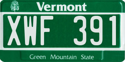 VT license plate XWF391