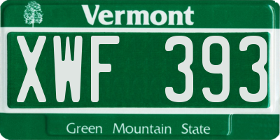 VT license plate XWF393