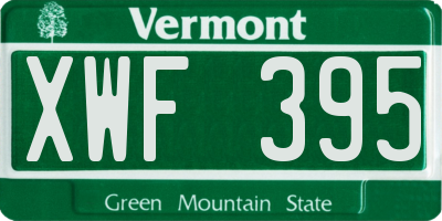 VT license plate XWF395