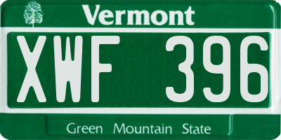 VT license plate XWF396