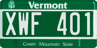 VT license plate XWF401