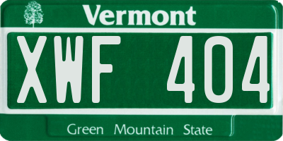 VT license plate XWF404
