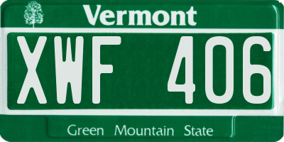 VT license plate XWF406