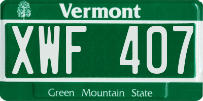 VT license plate XWF407