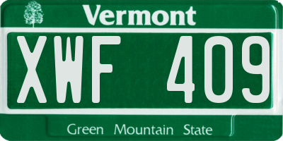 VT license plate XWF409