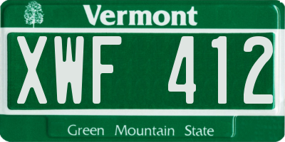 VT license plate XWF412