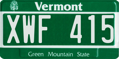 VT license plate XWF415