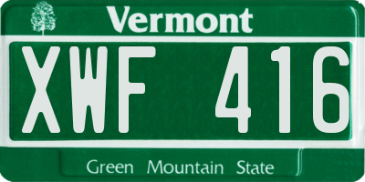 VT license plate XWF416