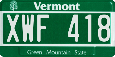 VT license plate XWF418