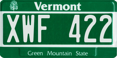 VT license plate XWF422