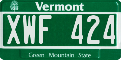 VT license plate XWF424