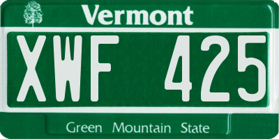VT license plate XWF425