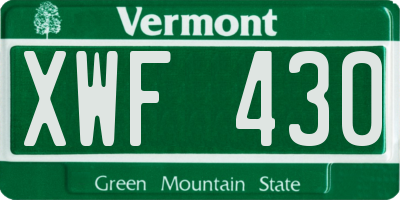 VT license plate XWF430