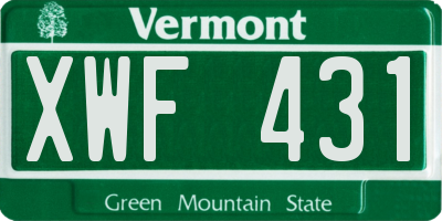 VT license plate XWF431