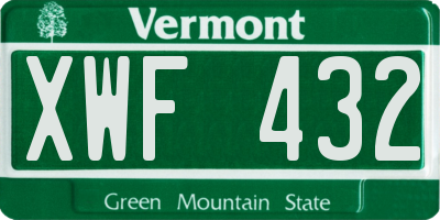 VT license plate XWF432
