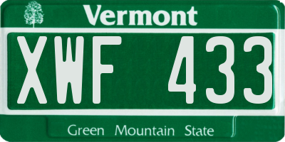 VT license plate XWF433