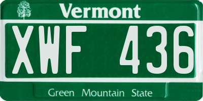 VT license plate XWF436
