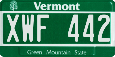 VT license plate XWF442
