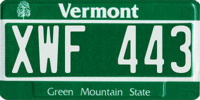 VT license plate XWF443